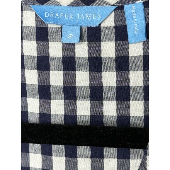 Draper James Navy Gingham Wrap Midi Dress Ruffle Hem Belted Size 2 - Picture 3 of 9